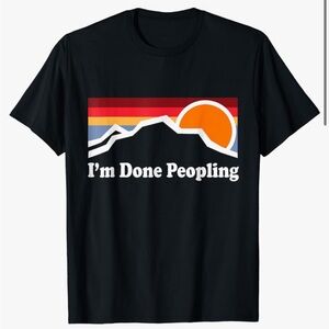 DOM Cotton Shirt I'm Done Peopling Short Sleeve Size Medium Blue